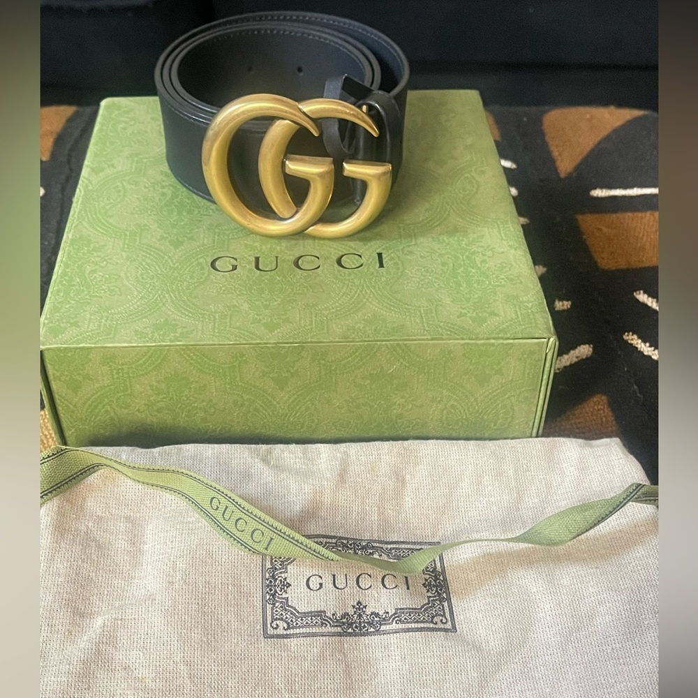 Gucci Black Belt with Gold Buckle